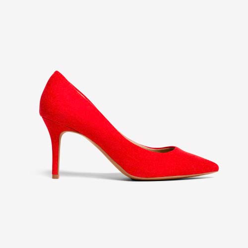 Red Suede Pointed Stiletto Heels